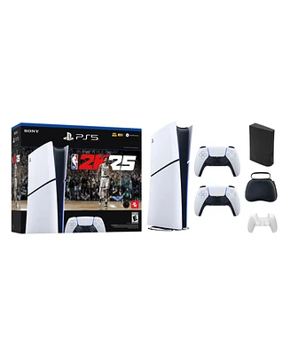 Sony PlayStation 5 Slim Console Digital Edition – Nba 2K25 Bundle With White Controller and Accessories - Black