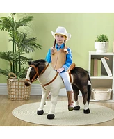 Qaba Ride on Horse for Toddlers 3-8 Years with Neighing, Padding, Brown