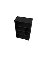 Fm Furniture Charco Bookcase in Melamine with Six Shelves, Black