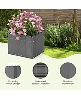 Sugift 2 Pack Square Planter Box with Drainage Gaps for for Front Porch Garden Balcony