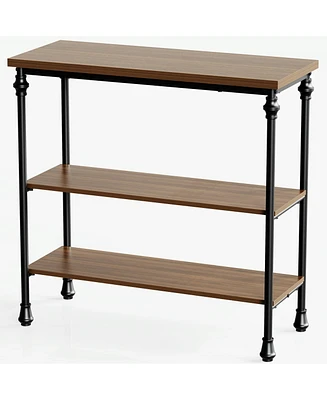 Mr Ironstone Industrial Console Table: Rustic Wood Sofa Table with 3-Tier Shelves for Entryway and Living Room