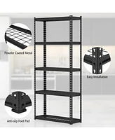 Sugift 5-Tier Metal Shelving Unit with Anti-slip Foot Pad Height Adjustable Shelves for Garage-s