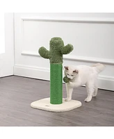 The Licker Store Pecos 21" Modern Jute Cactus Cat Scratching Post with Fuzzy Toy