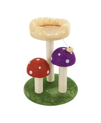 The Licker Store Pixie 3-Tier Cottage Sisal Mushroom Cat Tree with Scratching Posts