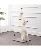 The Licker Store Rylie Farmhouse Sisal Pillar Cat Scratching Post with Fuzzy Toys and Spring Balls