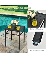 Sugift 3 Pieces Patio Rattan Bistro Set with High Backrest and Armrest