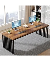 Tribesigns 78.74" Extra Long Computer Desk 2 Person Desk with Heavy Duty Metal Frame, Double Workstation Study Desk for Home Office