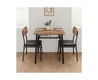 gaomon 3-Piece Dining Table Set, Modern Kitchen Table Set for 2, Dining Table and Chairs for 2 with Metal Frame, Storage Rack