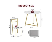 Round Dining Table Set for 2, Modern Kitchen Table Chairs Set of 2,Small Dining Room Table Set with 2 Upholstered Chairs, Furniture Set Dinette for Sm
