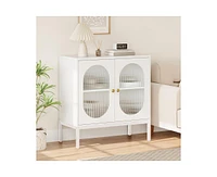 gaomon Buffet Cabinet, Rattan Storage Cabinet with Doors and Shelves, Accent Cabinet Sideboard, Wood Console Cabinet with Storage Entryway Cabinet for