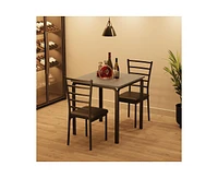 Dining Table Set for 2, 3 Piece Small Table and Chairs Set of 2, Kitchen Table Set With Pu Cushion Chairs, Kitchen and Dining Room Square Table Set fo