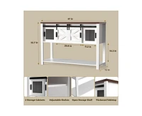 gaomon Entryway Table with Sliding Barn Doors, Adjustable & Open Shelf
