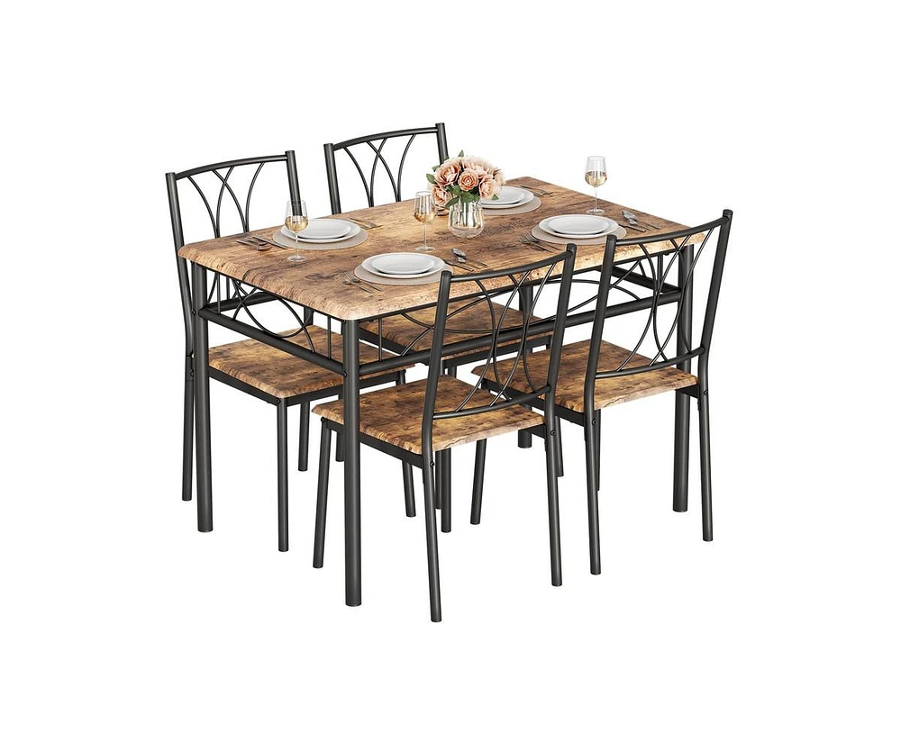 gaomon Kitchen Dining Room Table Set for 4 with Chairs, Dining Table with Chairs, 5 Piece Dining Table Set, Rustic Brown