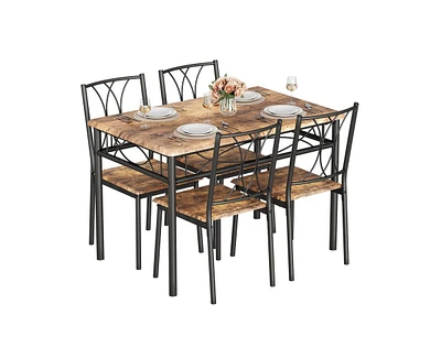 gaomon Kitchen Dining Room Table Set for 4 with Chairs, Dining Table with Chairs, 5 Piece Dining Table Set, Rustic Brown