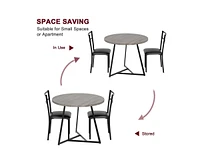 gaomon Round Dining Table Set for 2, Modern Kitchen Table Chairs Set of 2,Small Dining Room Table Set with 2 Upholstered Chairs