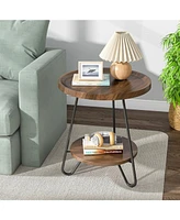 Tribesigns 2-Tier End & Side Table with Metal Legs, Modern Industrial Beside Table, Small Accent Table Snack Table