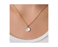 Mother of Pearl Moon Pendant Necklace Sterling Silver