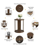 Tribesigns 20" Round End & Side Table,Small Accent Nightstand with Wooden Frame, Industrial Circle Bedside Table