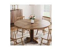 gaomon Round Dining Table for 4-6 People, 47 Inch Farmhouse Kitchen Table with Wooden Tabletop and Stable Base