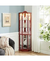 Slickblue Lighted Glass Corner Cabinet Elegant Curio Display for Showcasing Collectibles