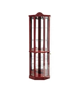 Slickblue Lighted Glass Corner Cabinet Elegant Curio Display for Showcasing Collectibles