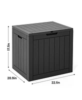 Pamapic Brown Resin Wood Gallon Look Outdoor Storage Deck Box with Lockable Lid