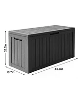 Pamapic Brown Resin Wood Gallon Look Outdoor Storage Deck Box with Lockable Lid