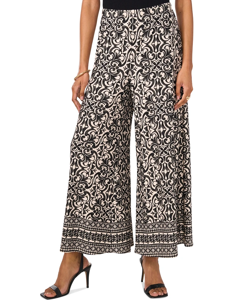 Vince Camuto Women's Printed Wide-Leg Pull-On Pants