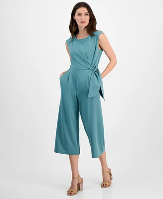 Tahari Petite Cropped Side-Tie Sleeveless Jumpsuit