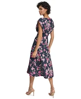 Calvin Klein Women's Floral-Print Gathered-Waist Dress