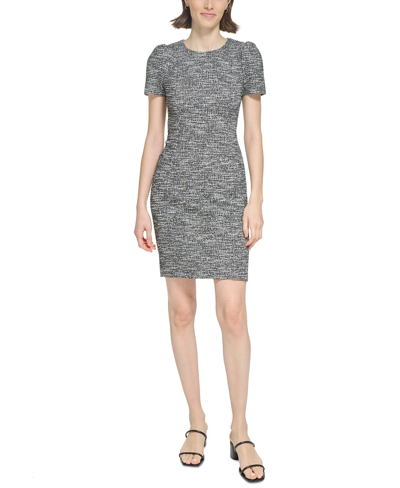 Calvin Klein Women's Tweed Puffed-Shoulder Sheath Dress