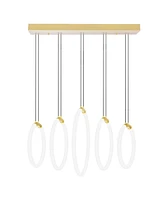 Cwi Lighting 20" Metal Hoops 5 Light Led Chandelier