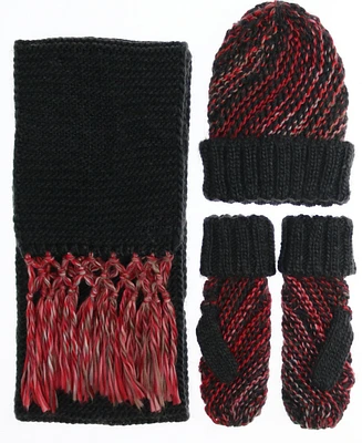 Fraas Chunky Rib Knit Hat/Mitten/Scarf Set