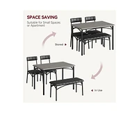 gaomon Dining Table Set for 5 Kitchen Table with 2 Upholstered Chairs and Bench 4 Pcs Rectangular Kitchen Table Set for Small Space Apartment Studio,G