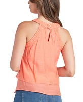 Bcx Juniors' Crochet-Trim Layered-Hem Top