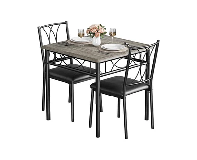 gaomon Dining Table Set for 2 with Cushion Chairs, 3 Piece Kitchen Table and Upholstered Chairs Rectangular, Wood Dinning Room Table Furniture Set for