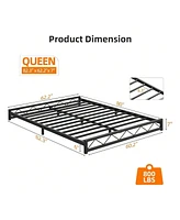 gaomon Bed Frame, Metal Low Platform Bed Frame, With Wavy Pattern, Metal Slat Support, Mattress Foundation And No Box Spring Needed