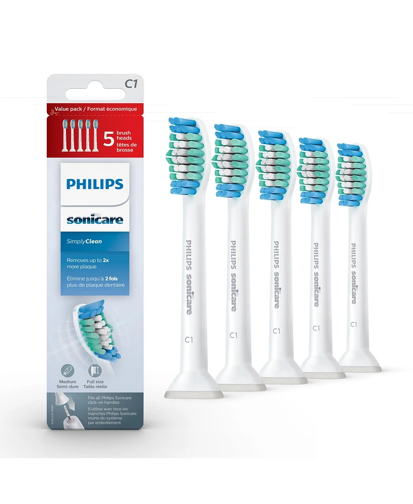 Sonicare Philips SimplyClean (C1) Replacement Toothbrush Heads 5 Pack