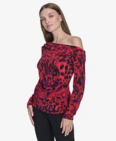 Halston Women's Printed Off-The-Shoulder Top