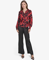 Halston Women's Printed Crossover-Draped Top