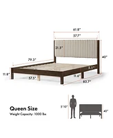 Furniture of America Alder Queen Platform Bed with Corduroy Fabric Upholstery
