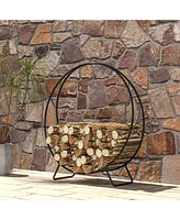 Outsunny 48" Waterproof Firewood Rack with Cover, Outdoor Indoor Log Rack