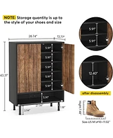 Tribesigns 6-Tier Shoe Cabinet, 18 Pair Rack Organizer Cabinet with Door and Shelves for Entryway Hallway Closet