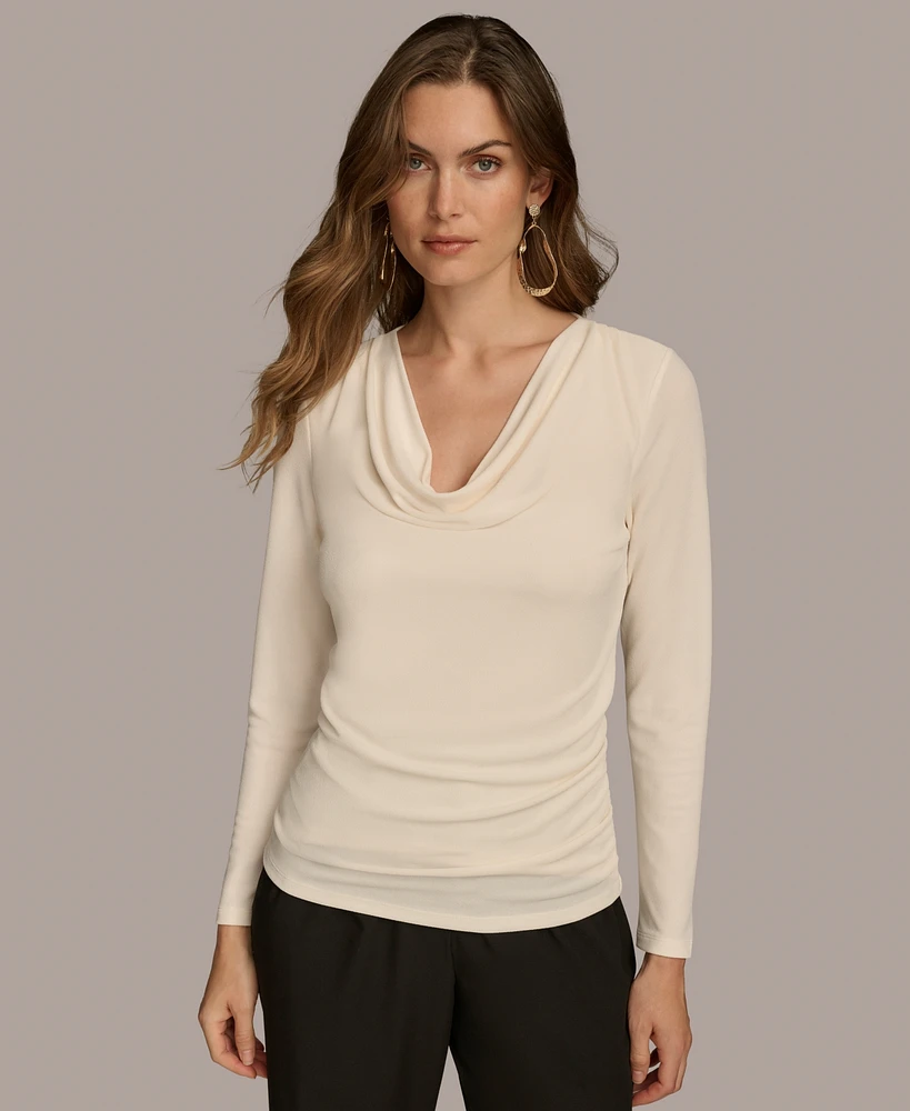 Donna Karan New York Women's Cowl-Neck Long-Sleeve Top