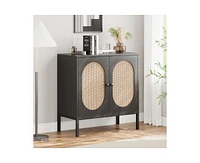 gaomon Buffet Cabinet, Rattan Storage Cabinet with Doors and Shelves, Accent Cabinet Sideboard, Wood Console Cabinet with Storage Entryway Cabinet for