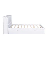 Slickblue Queen Size Storage Platform Bed with Pull-Out Shelves and Twin Xl Trundle Bed