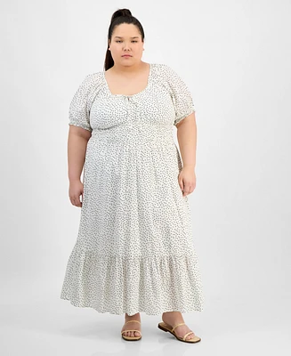 And Now This Plus Clip Dot Scoop-Neck Maxi Dress, Exclusively at Macy's