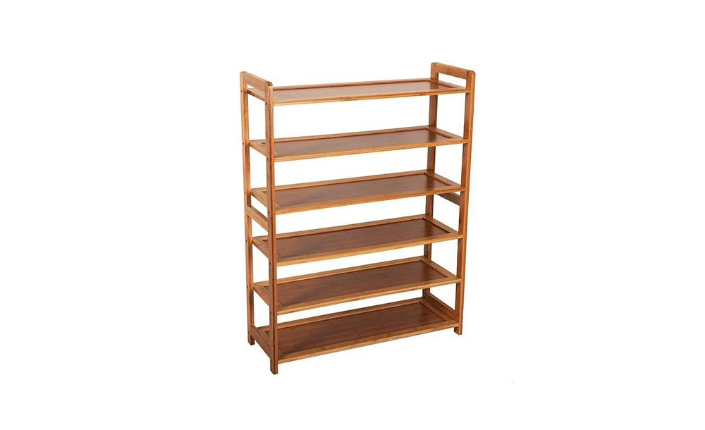 Slickblue 6-Tier Rectangular Wicker Shoe Rack Stylish Storage Solution for Shoes and Accessories