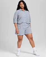 And Now This Trendy Plus Striped Front-Pleat Shorts, Exclusively at Macy's