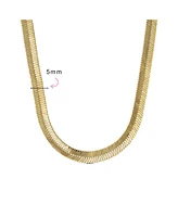 Bling Jewelry Flexible Flat Contoured Fit Collar Gold Tone Herringbone Snake Chain Omega Choker Necklace For Women Flexible Contoured 15 Inch 5MM Wide